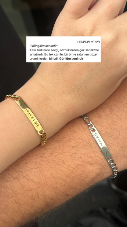 Göktürkçe Könglüm Senindir Çift Bileklikleri